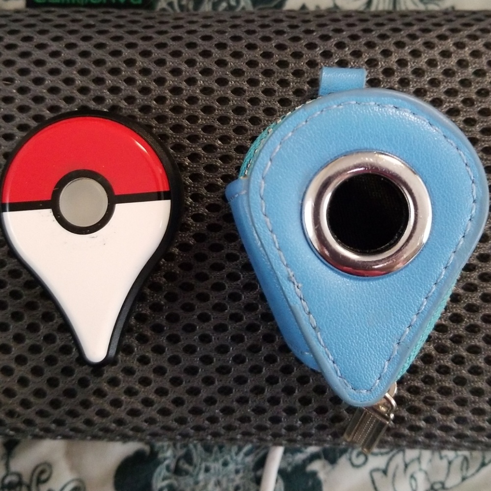 Pokemon Go Plus with Blue Leather Case